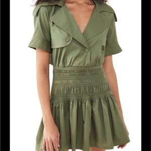 Self portrait trench mini dress in army green